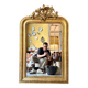 Gold sculpted and moulded stucco trumeau mirror 113 x 78 cm