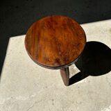 Brown solid wood stool flat circular seat