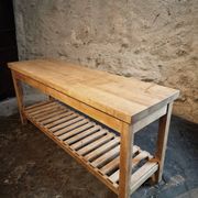Old French baker's table – kitchen island / work table in solid chestnut with drawers.