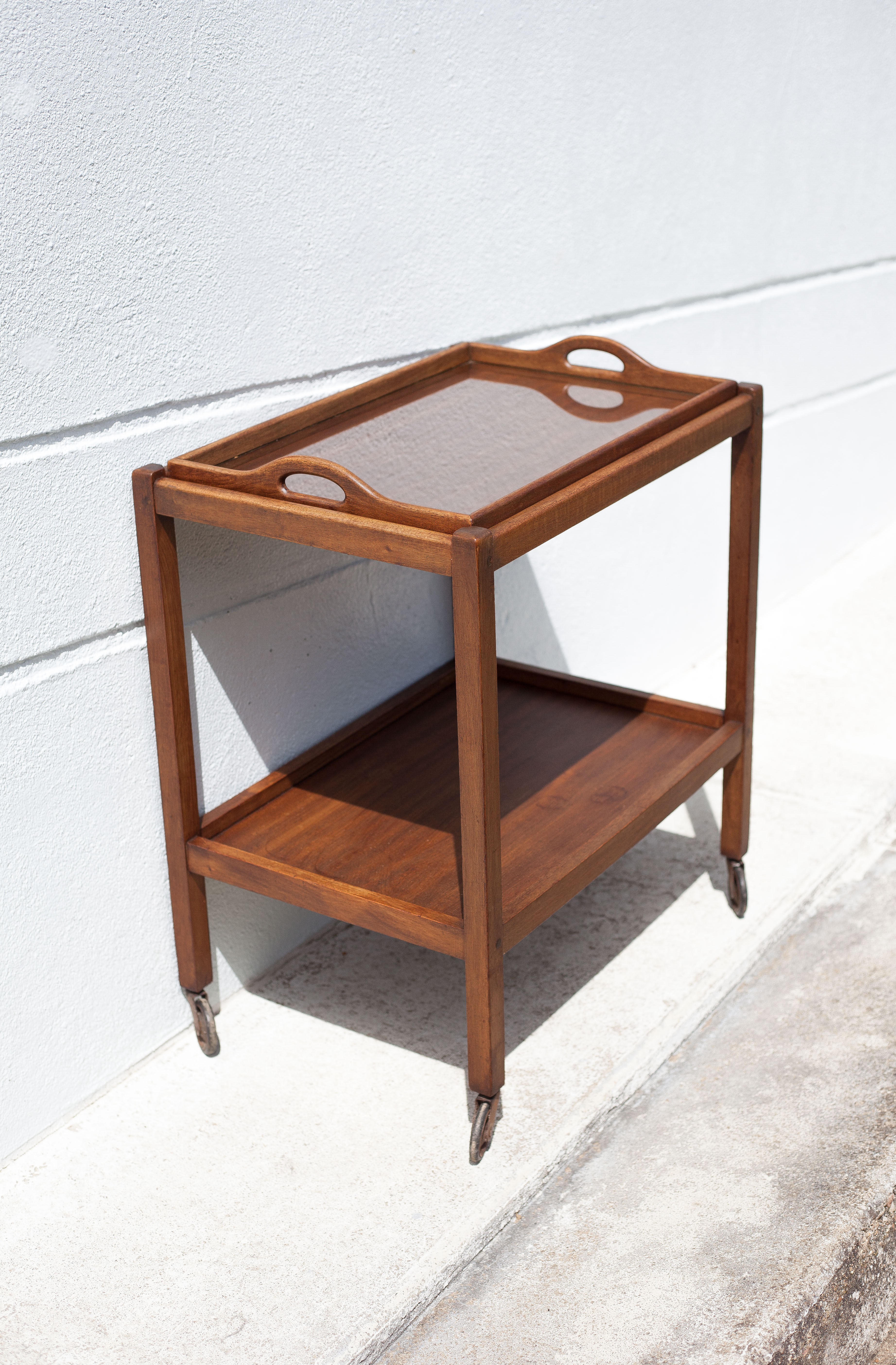 Wooden service with wheels