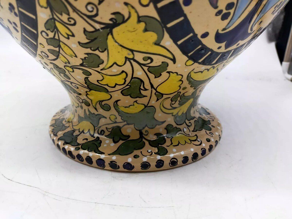 Vase En Majolique Art Nouveau