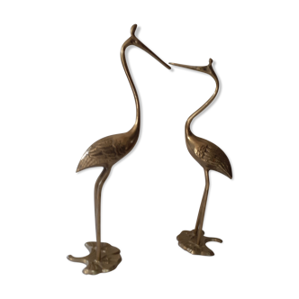 2 Birds waders brass animal