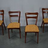 Vintage walnut dining chairs by Mier Topolcany, Czechoslovakia, 1960s, set of 4