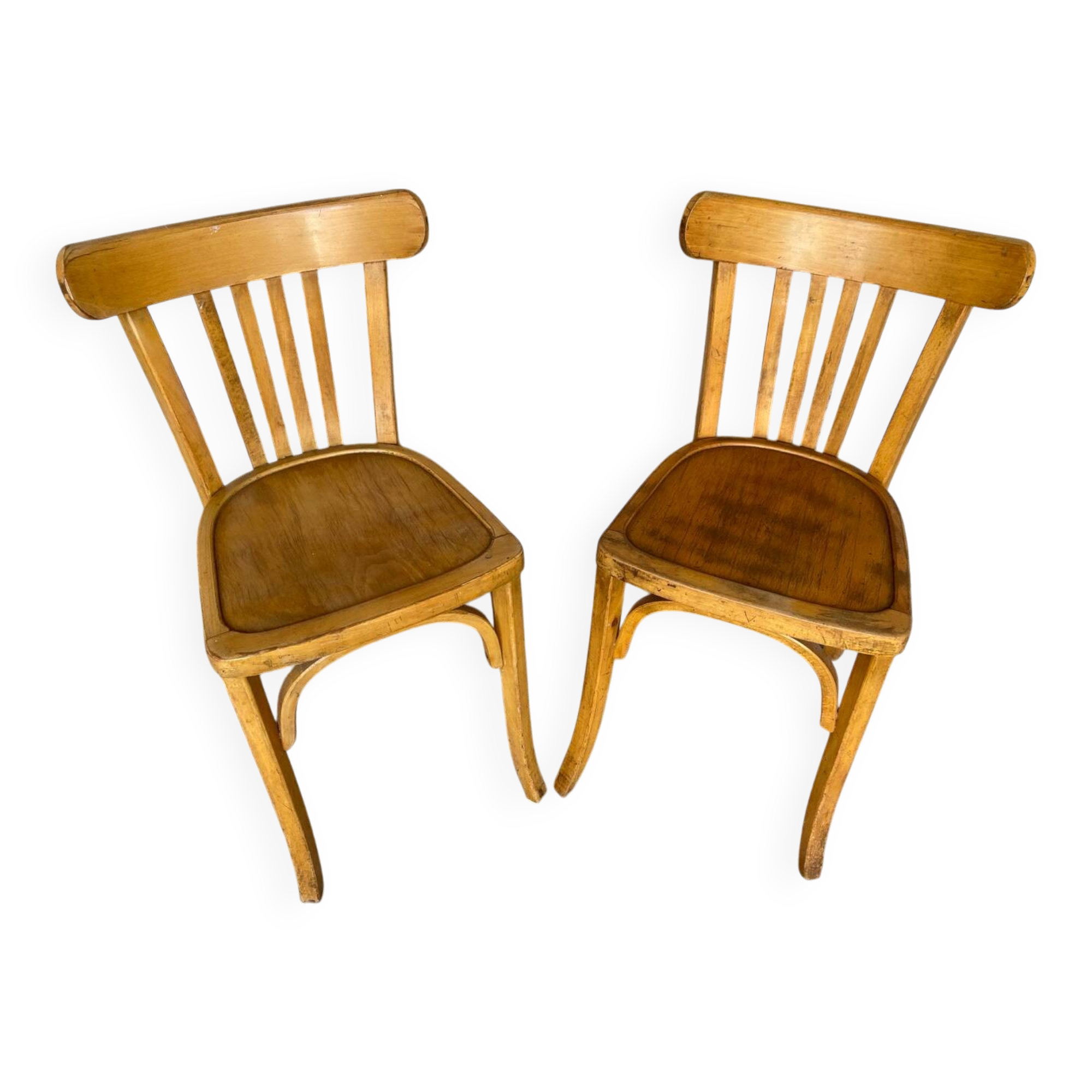Pair of Vintage Bistro Chairs LUTERMA Light Wood 1960s