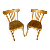 Pair of Vintage Bistro Chairs LUTERMA Light Wood 1960s