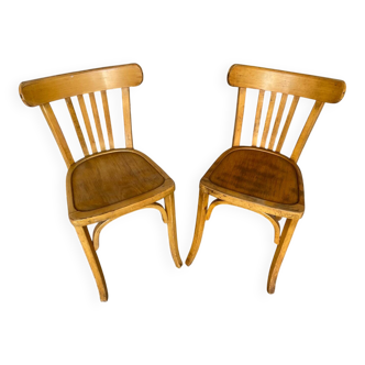 Pair of Vintage Bistro Chairs LUTERMA Light Wood 1960s