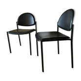 2 DLG PAULIN chairs made in Italy, metal and black leather