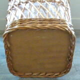 Basket rattan woven and fabric flowers