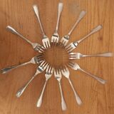 Set de 12 fourchettes à huitres ercuis en métal argenté