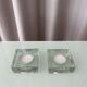Set of 2 Heavy Glass Tea Light Holders – Minimalist Square Candle Holders