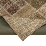 Hand-Knotted Oriental Vintage 198 cm x 300 cm Brown Patchwork Carpet