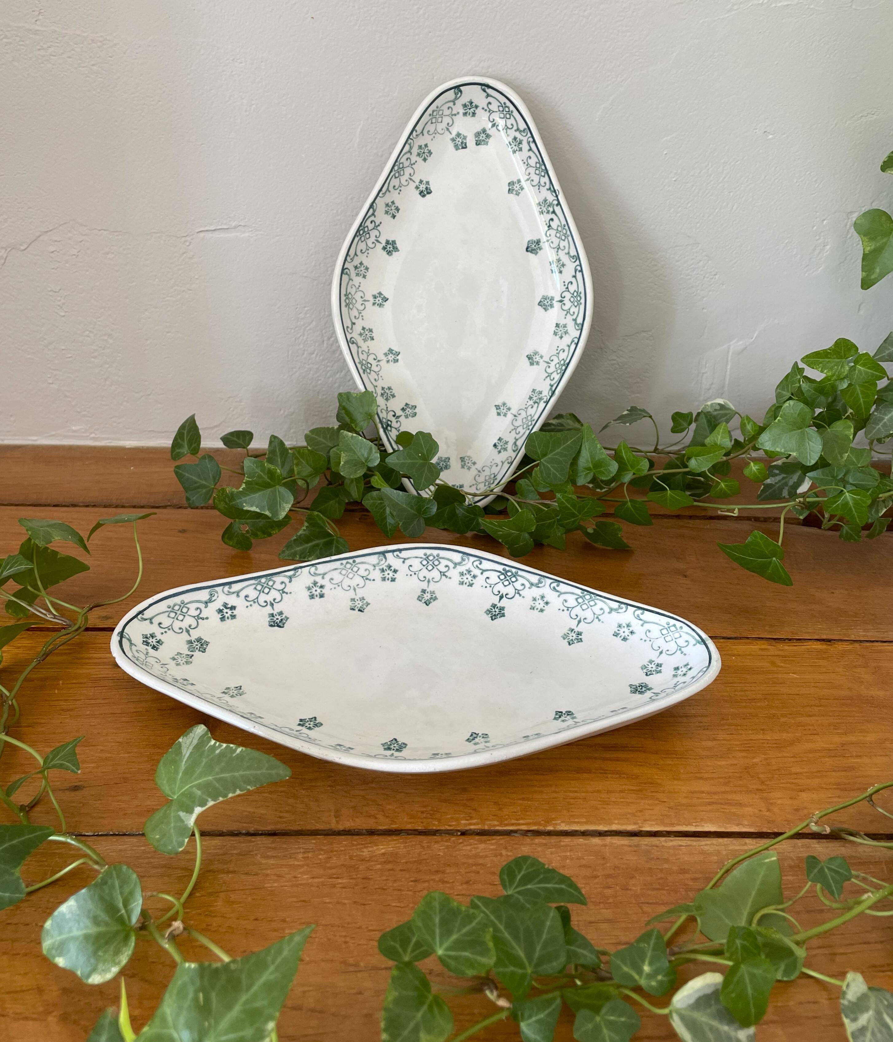 Pair of antique earthenware butter dishes from Saint-Amand (Nord)