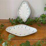 Pair of antique earthenware butter dishes from Saint-Amand (Nord)