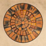 Round coffee table in ceramic and lacquered metal, Roger Capron