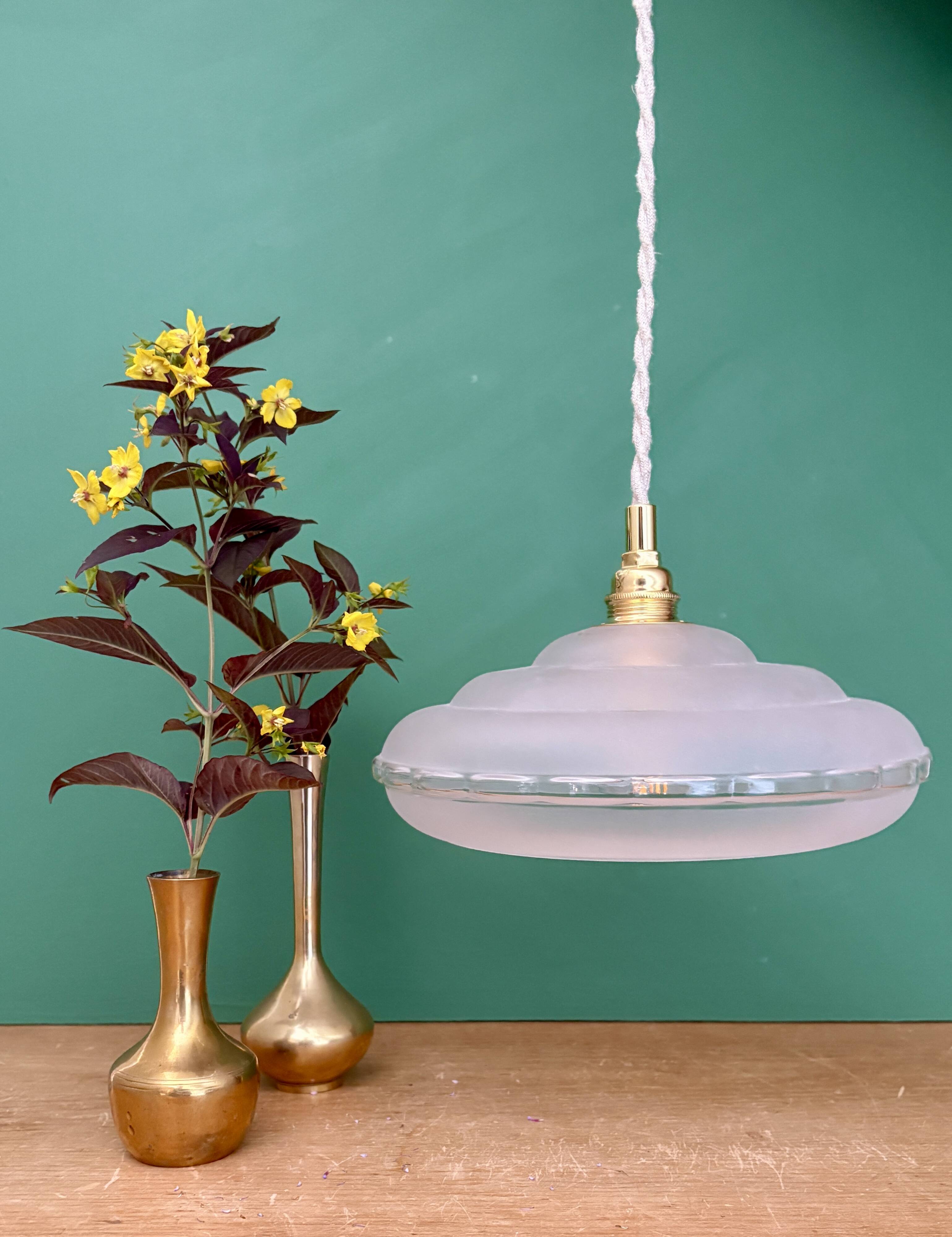Vintage frosted glass lampshade pendant light