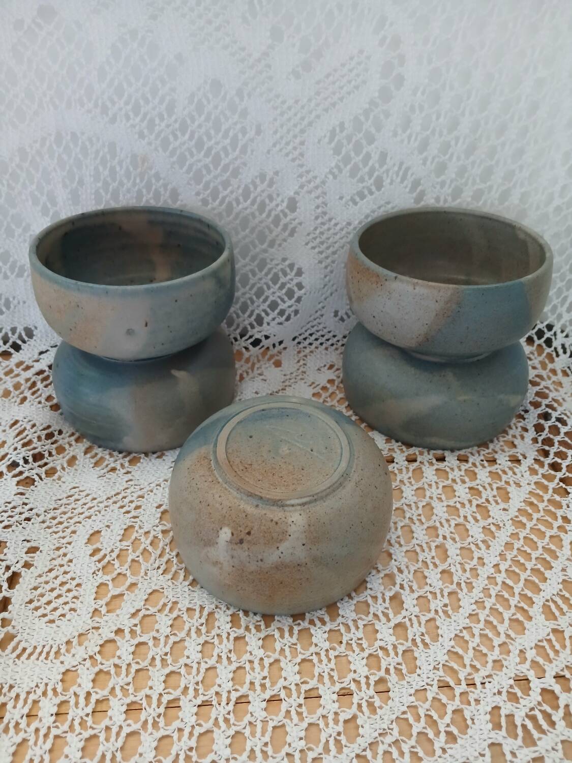 5 antique stoneware bowls