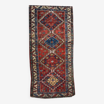 Oriental hallway rug Caucasian Kazakh Old: 2.53 X 1.10 M