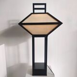 Japanese lamp in black lacquered wood and rice paper H:75cm