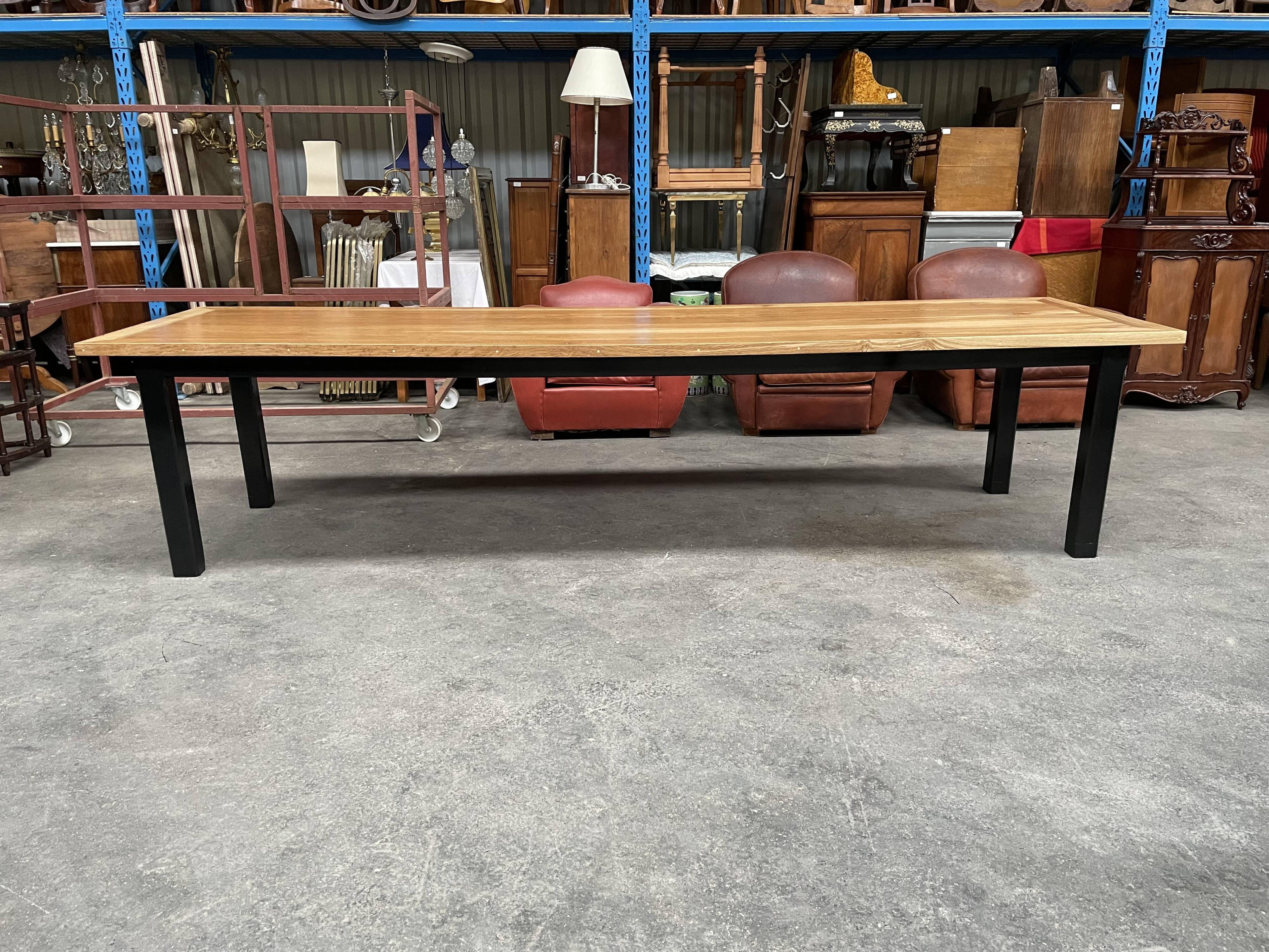 Restored oak farmhouse table of 3 meters