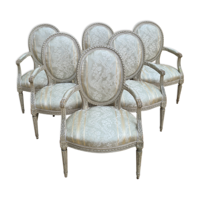 Suite de 6 fauteuils époque Louis XVI , vers 1785