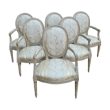 Suite de 6 fauteuils époque Louis XVI , vers 1785