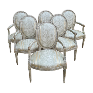 Set of 6 Louis XVI period armchairs, circa 1785