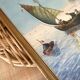 Painting "Sicilian Fishermen" framed under glass.