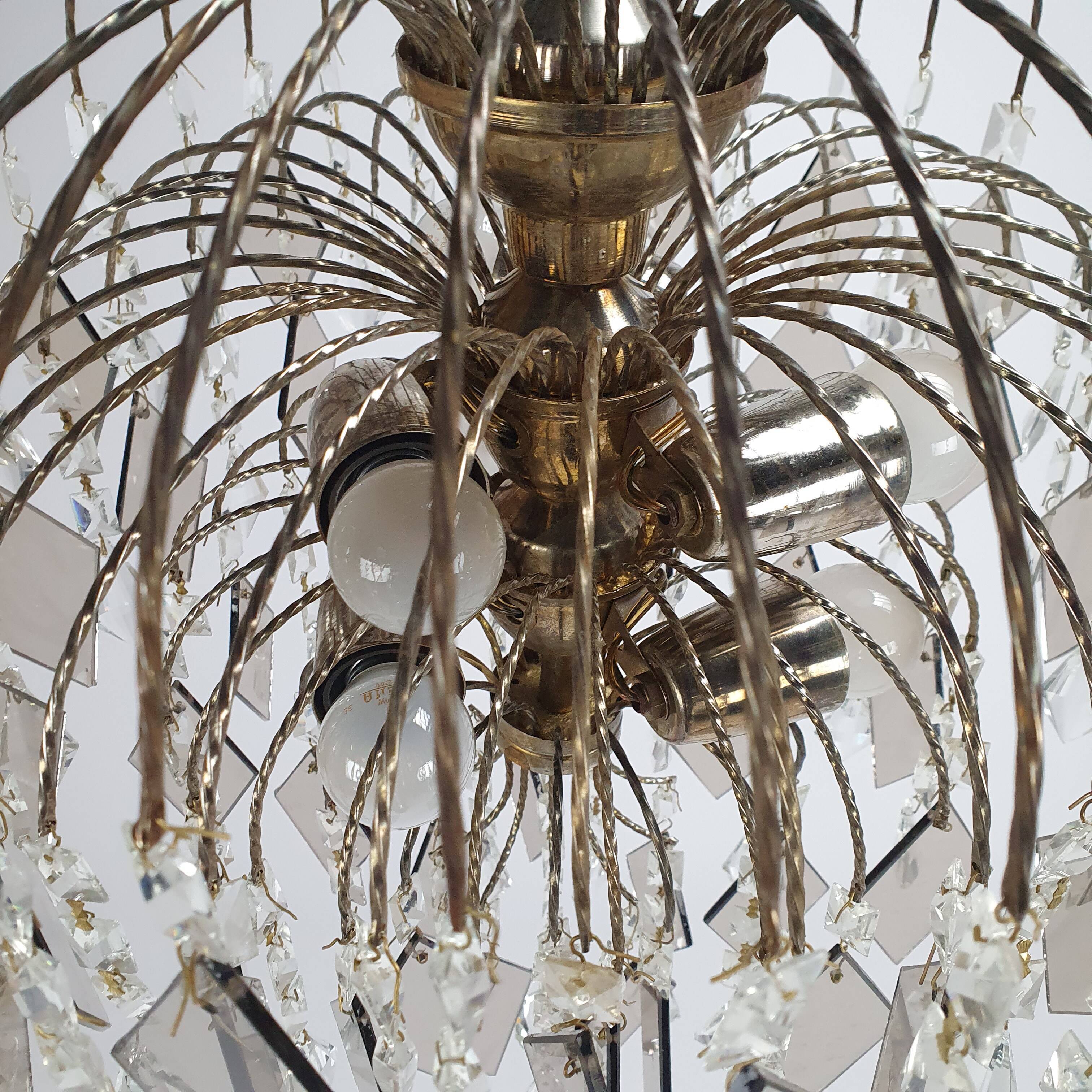 Hollywood Regency cristal and glass chandelier, 1970s