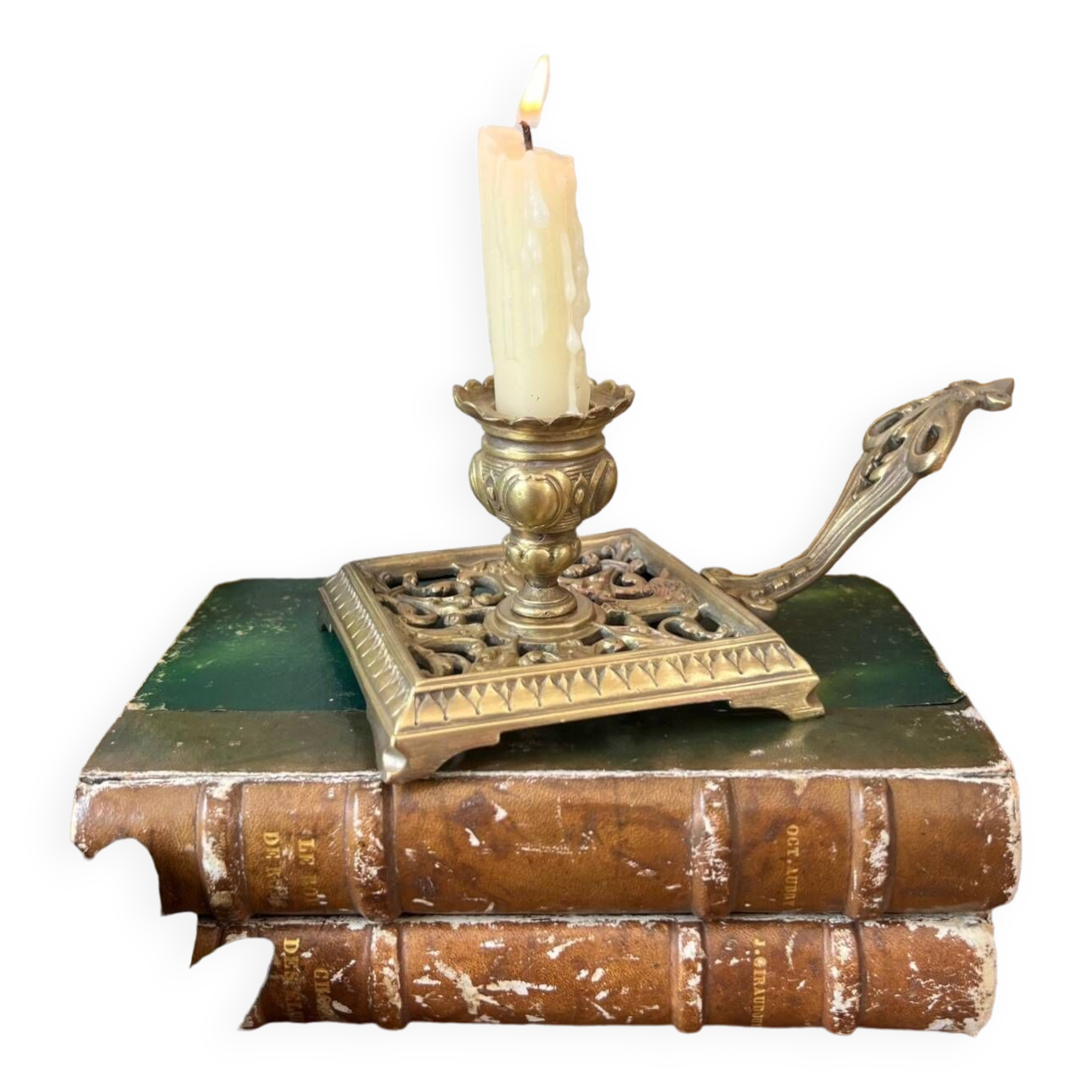 Bronze cellar rat candle holder