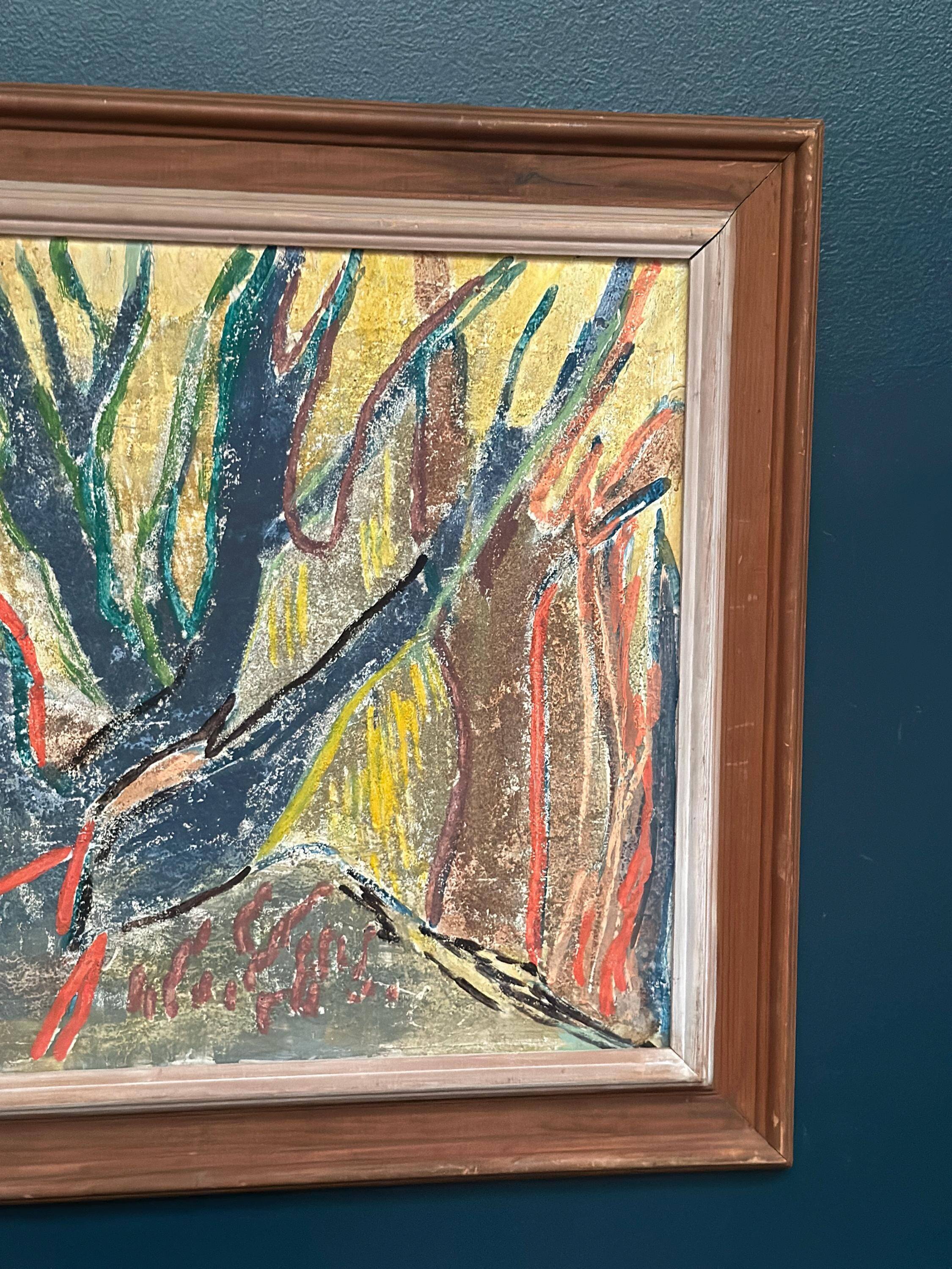 Original Swedish Oil on Panel – “Trees (Abstract Composition)” by Alam