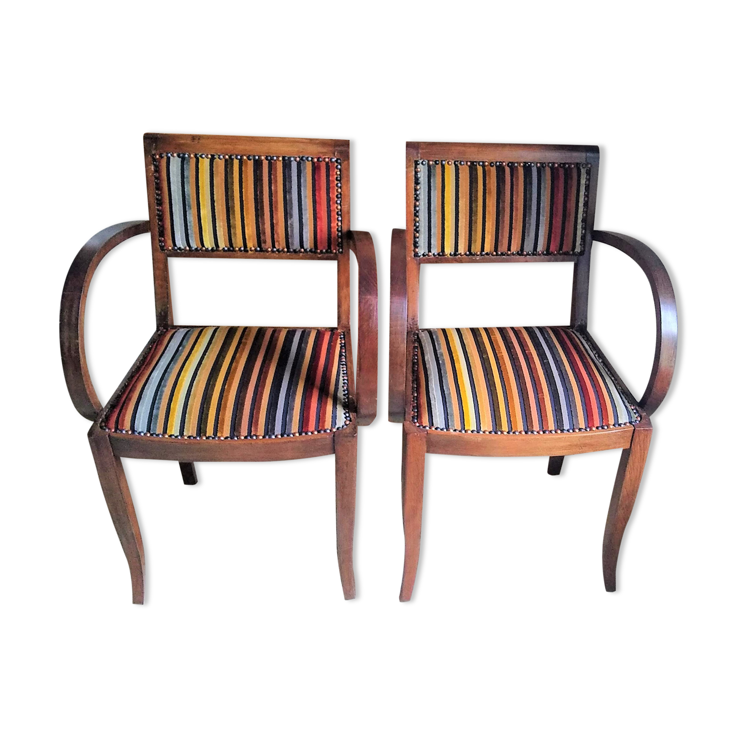 Pair of bridge armchairs from the 50s restyled for English boudoir