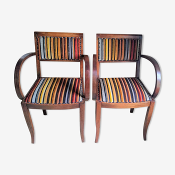 Paire de fauteuils bridge des années 50 relookés pour boudoir anglais