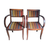 Pair of bridge armchairs from the 50s restyled for English boudoir