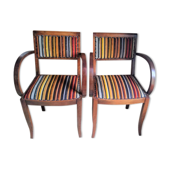 Pair of bridge armchairs from the 50s restyled for English boudoir