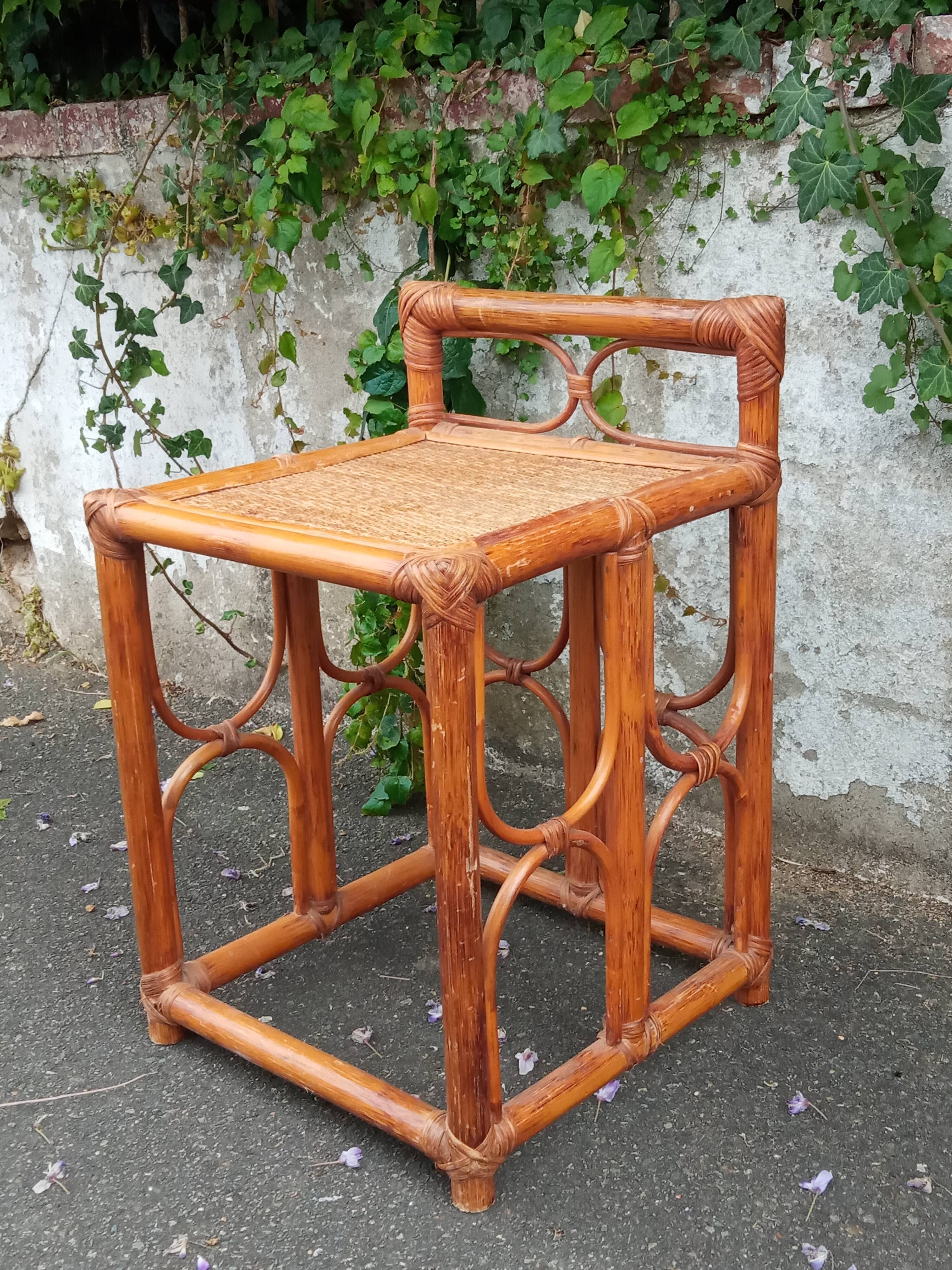 Rattan side table