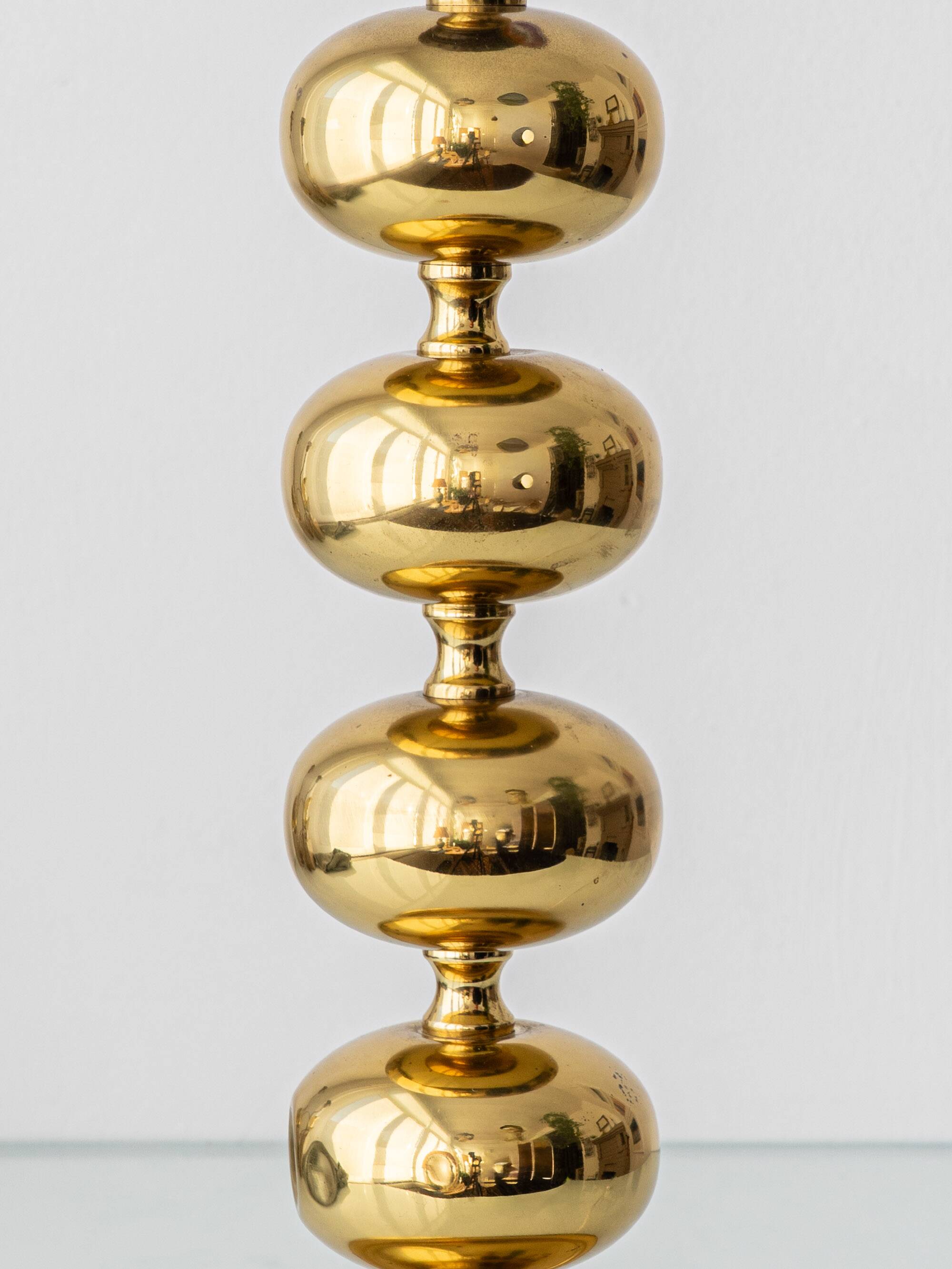 Pair of Swedish Mid-Century Brass Bobbin Table Lamps by Aneta, circa 1960