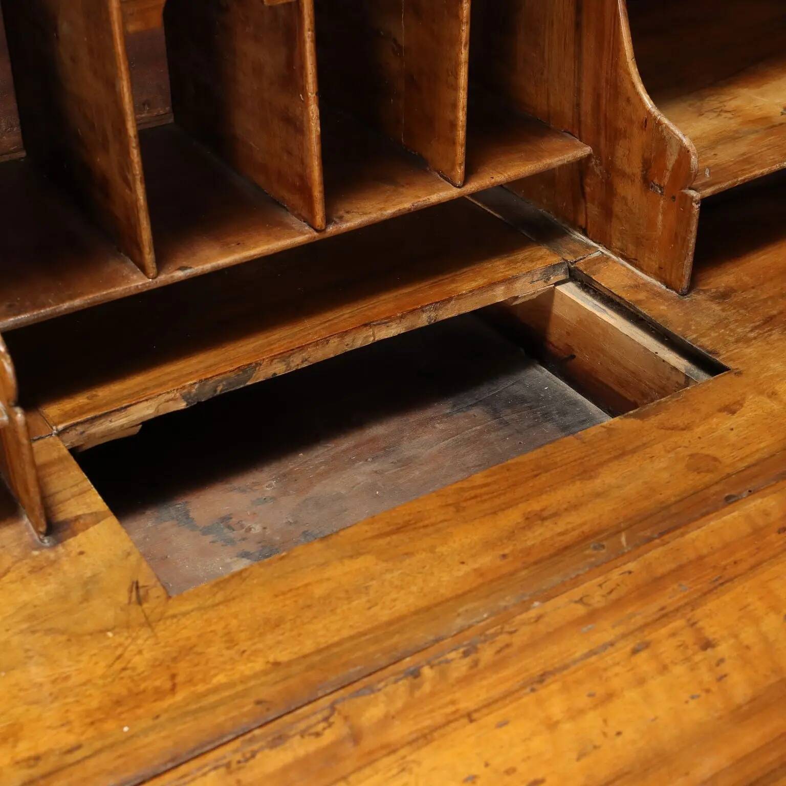 Antique walnut and walnut burl commode, poplar, Italy, 18th century.