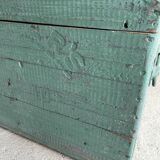Patinated green wooden chest
