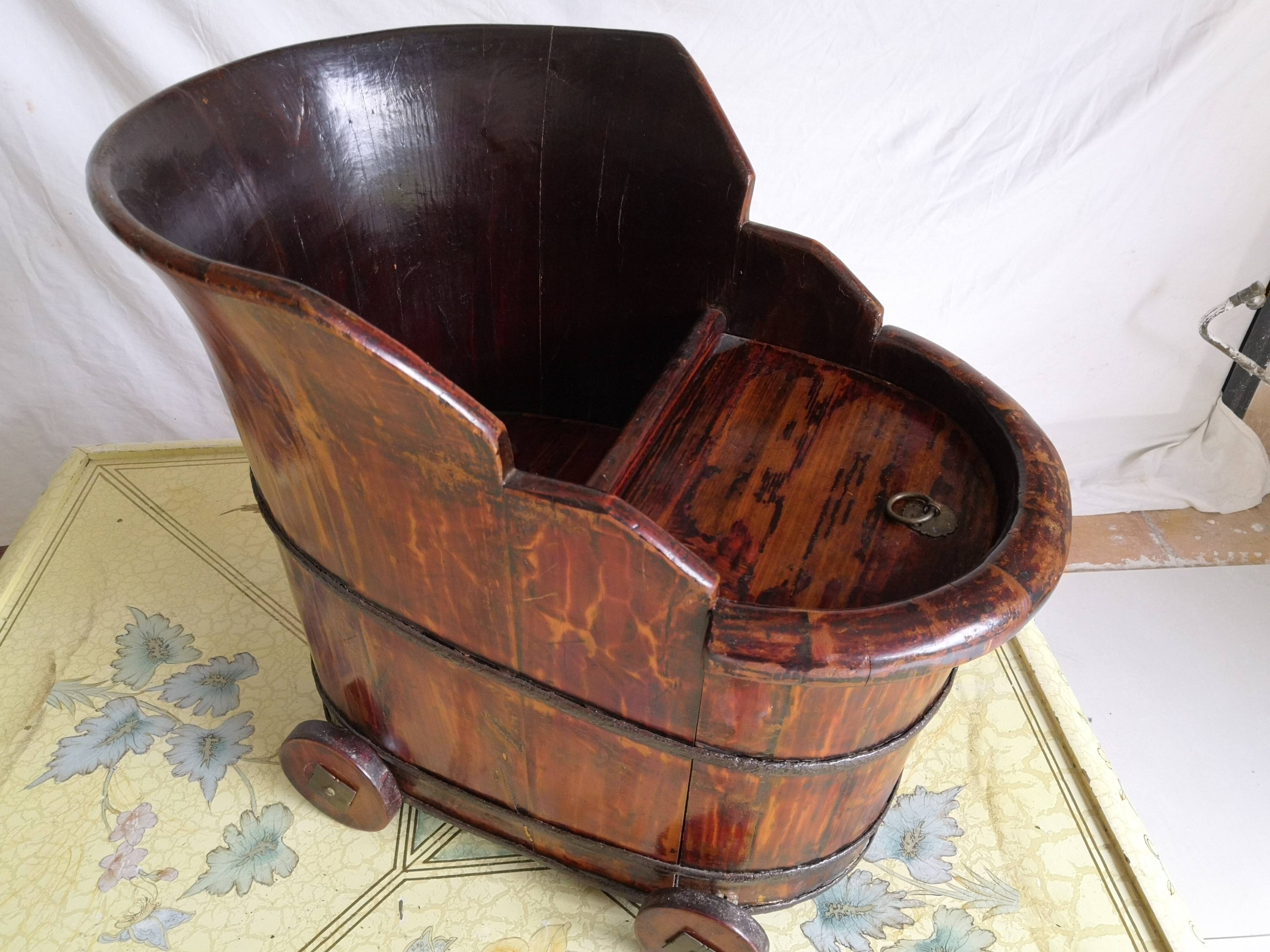 Children's bathtub vintage chinese wood 19th