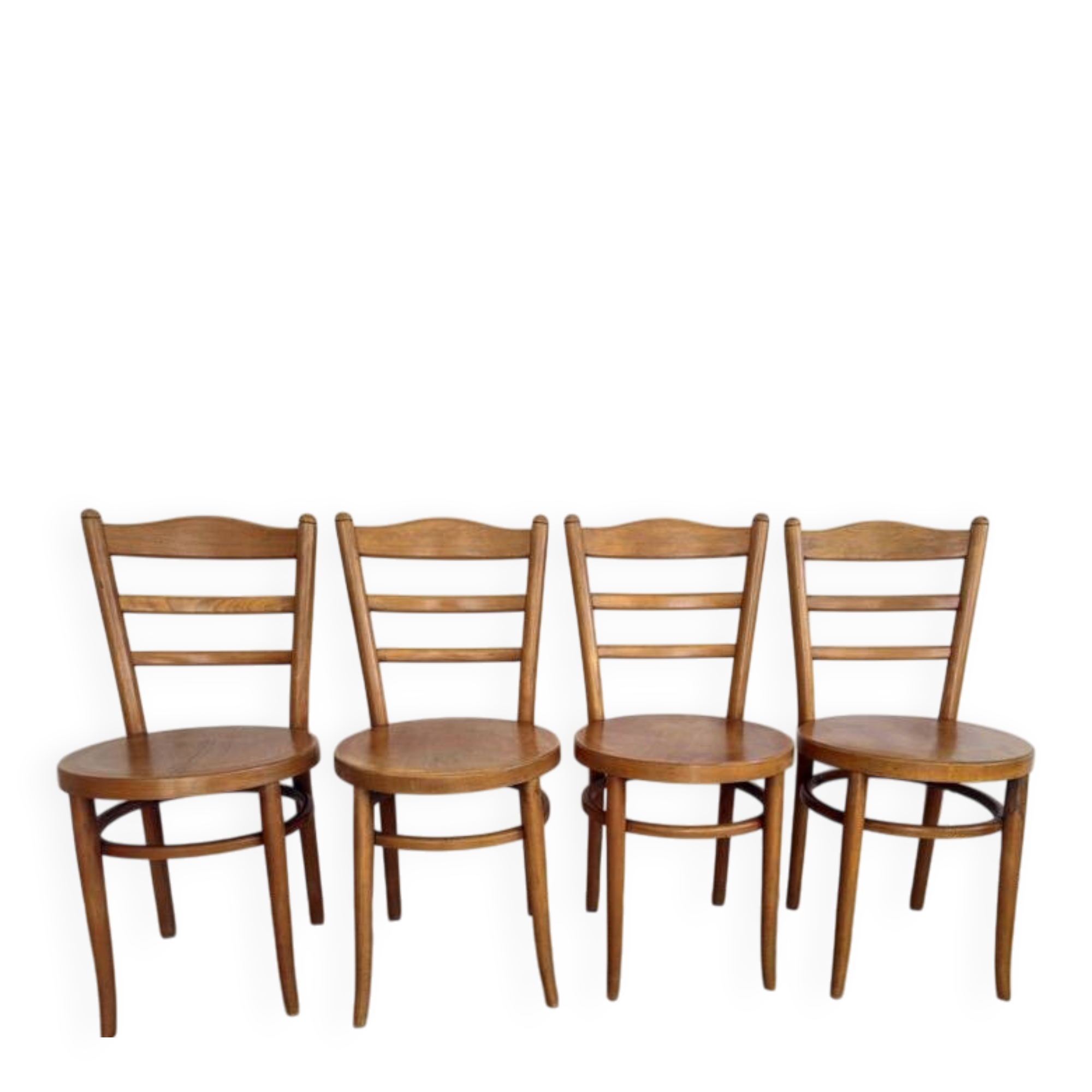 Set of 4 Baumann bistro chairs – model “Le Marais” – light wood