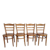 Lot de 4 chaises bistrot Baumann – modèle “Le Marais” – bois clair