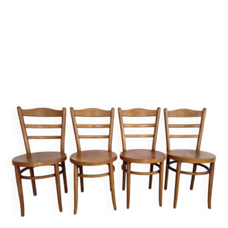 Set of 4 Baumann bistro chairs – model “Le Marais” – light wood