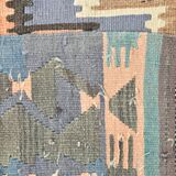 Faded Blue & Soft Peach Long Wide Handmade Kilim Rug, 168x296 Cm
