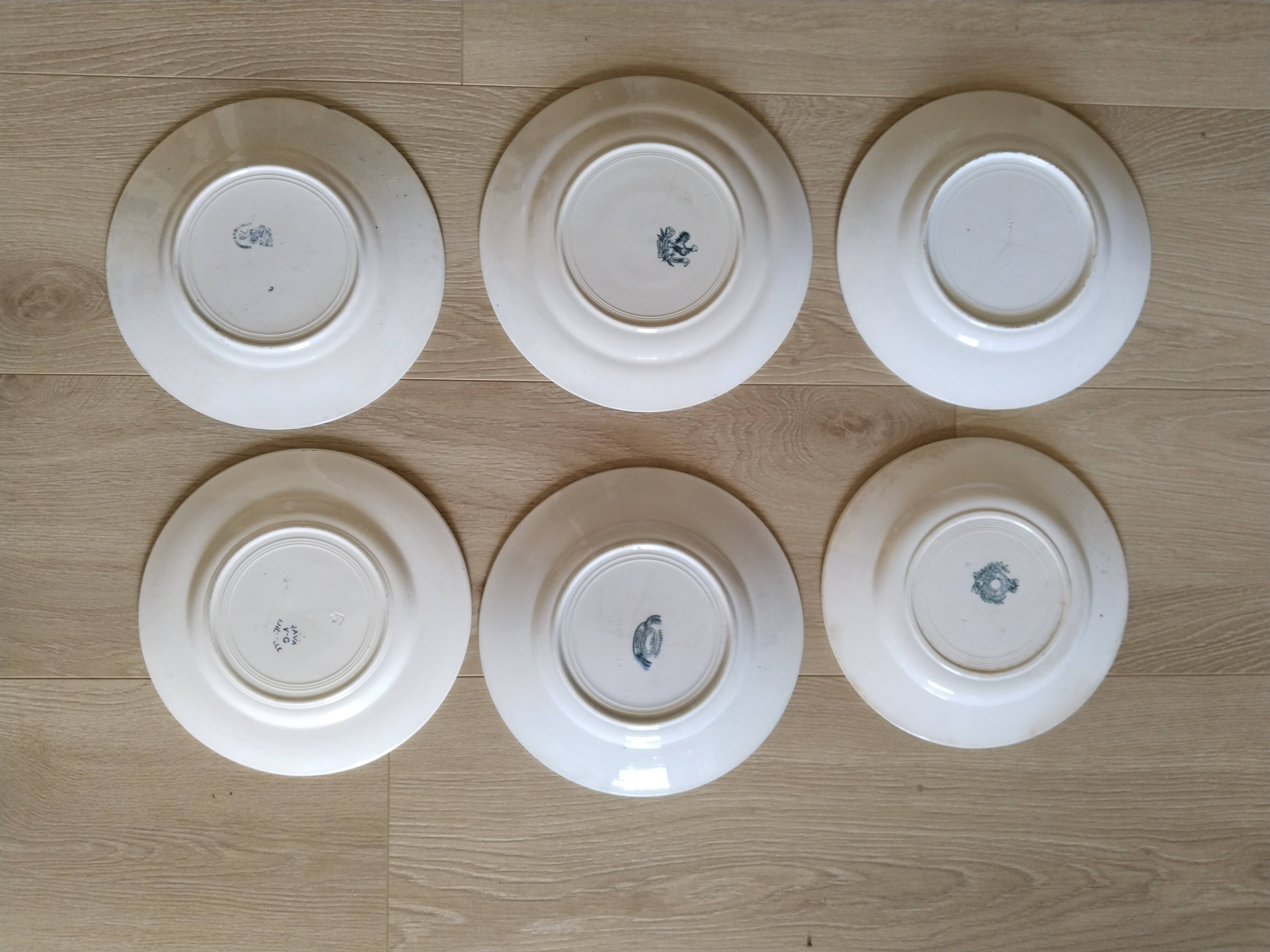 Set of 6 dinner plates in Terre de fer earthenware, blue color