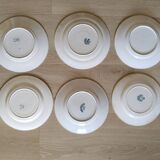 Set of 6 dinner plates in Terre de fer earthenware, blue color