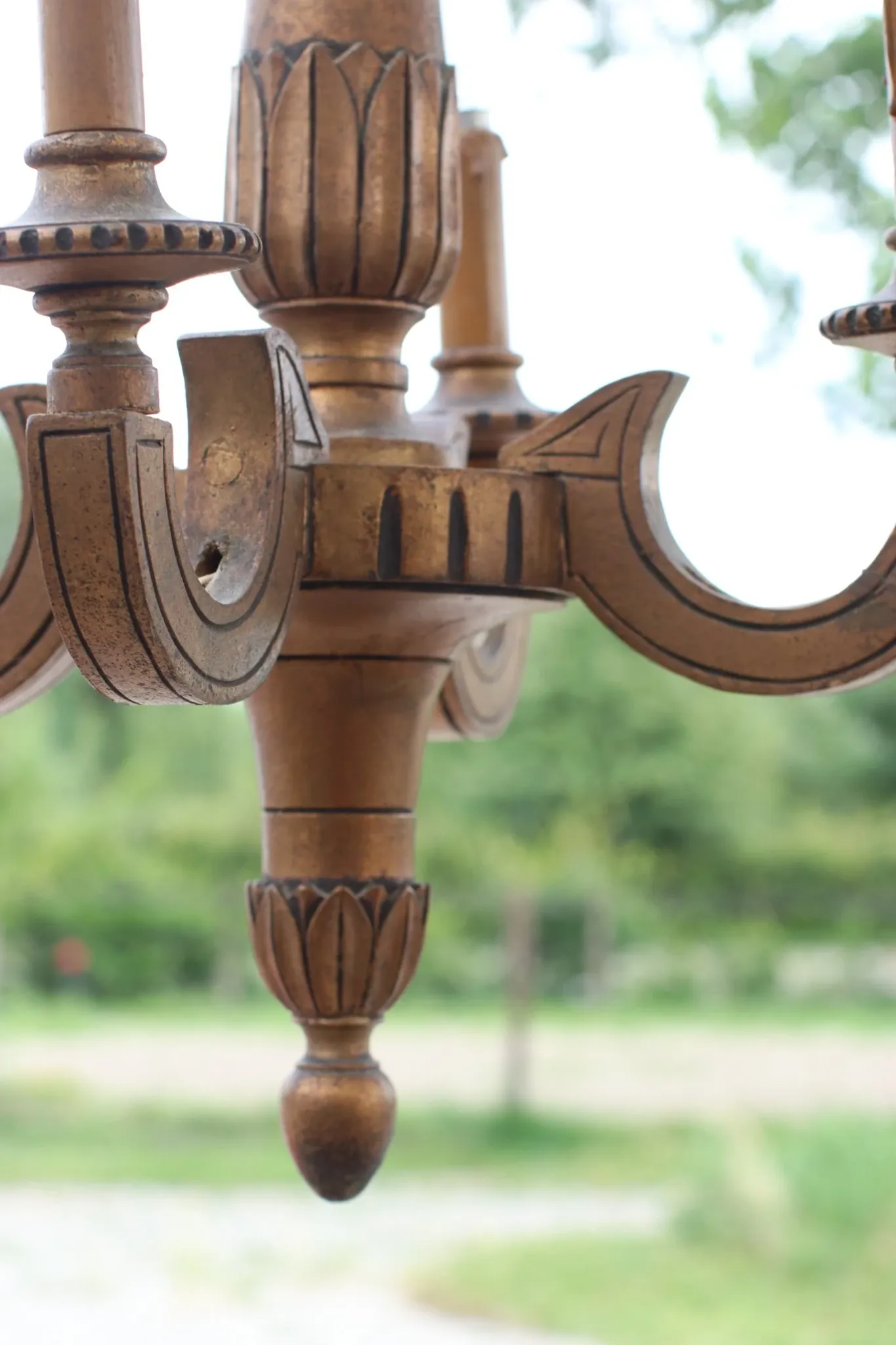 French neoclassical carved wood chandelier – circa 1950