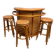 Rattan and bamboo bar and 3 stools from the 60s