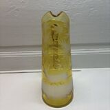 Decorated yellow glass pitcher