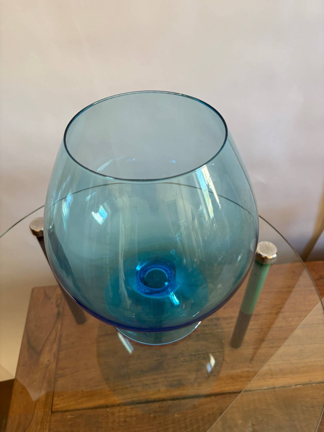 Blue Cognac glass vase