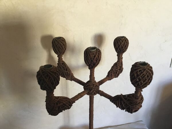 Chandelier vintage candélabres en cordages